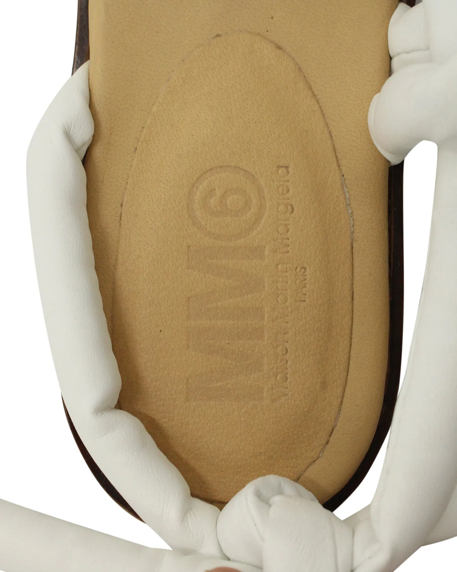 MM6 Ankle Strap Sandals in White Leather