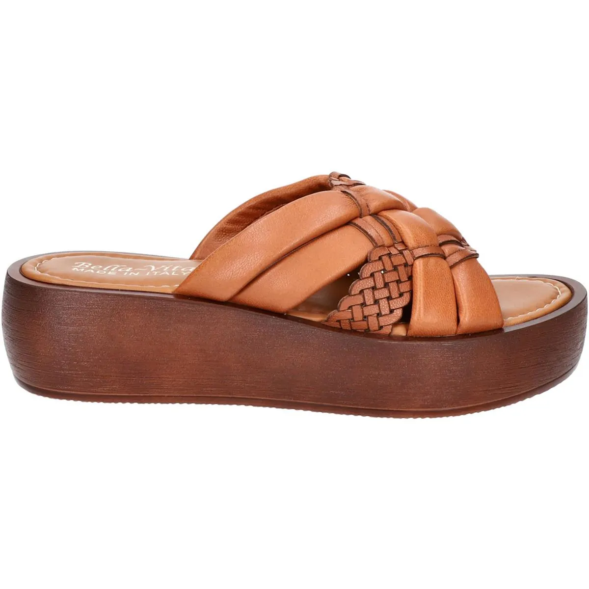 Ned Italy Womens Leather Woven Flatform Sandals