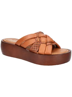 Ned Italy Womens Leather Woven Flatform Sandals
