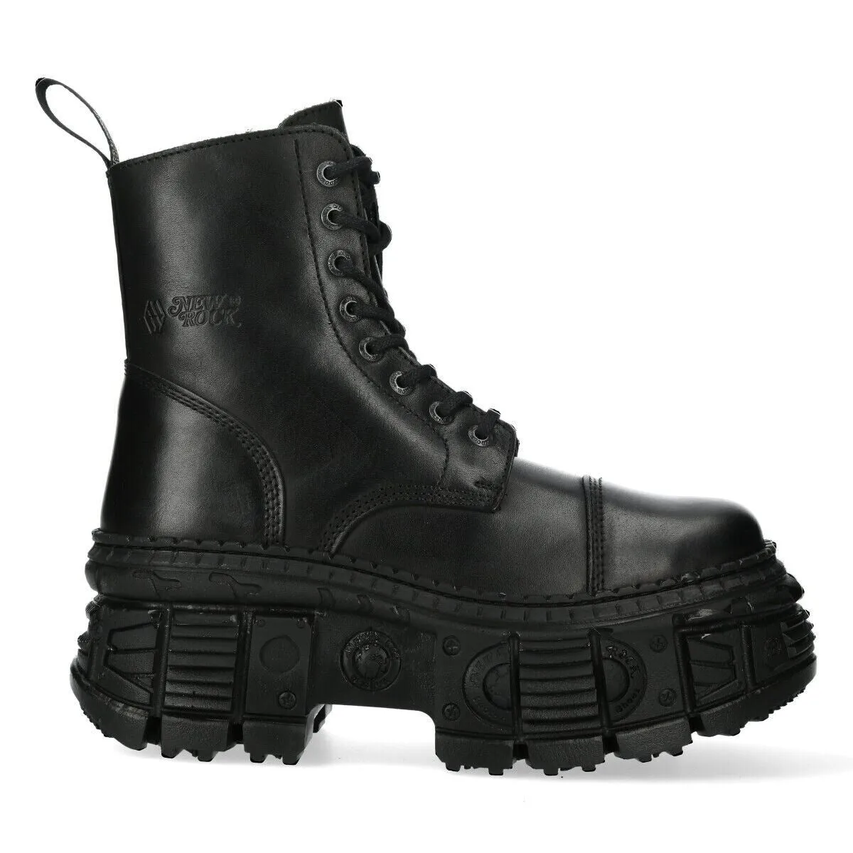 New Rock Black Goth Leather Boots-WALL083C-S5