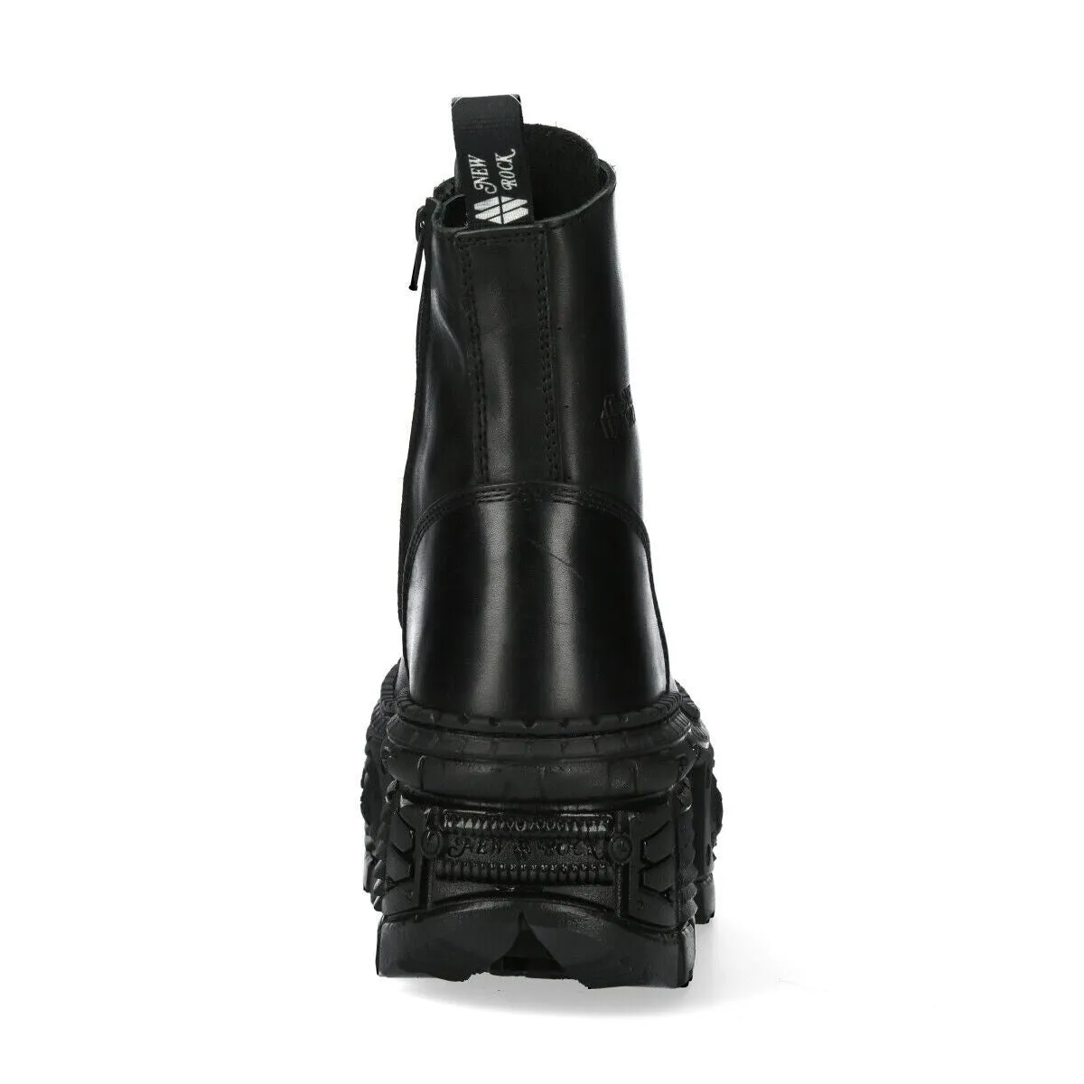 New Rock Black Goth Leather Boots-WALL083C-S5