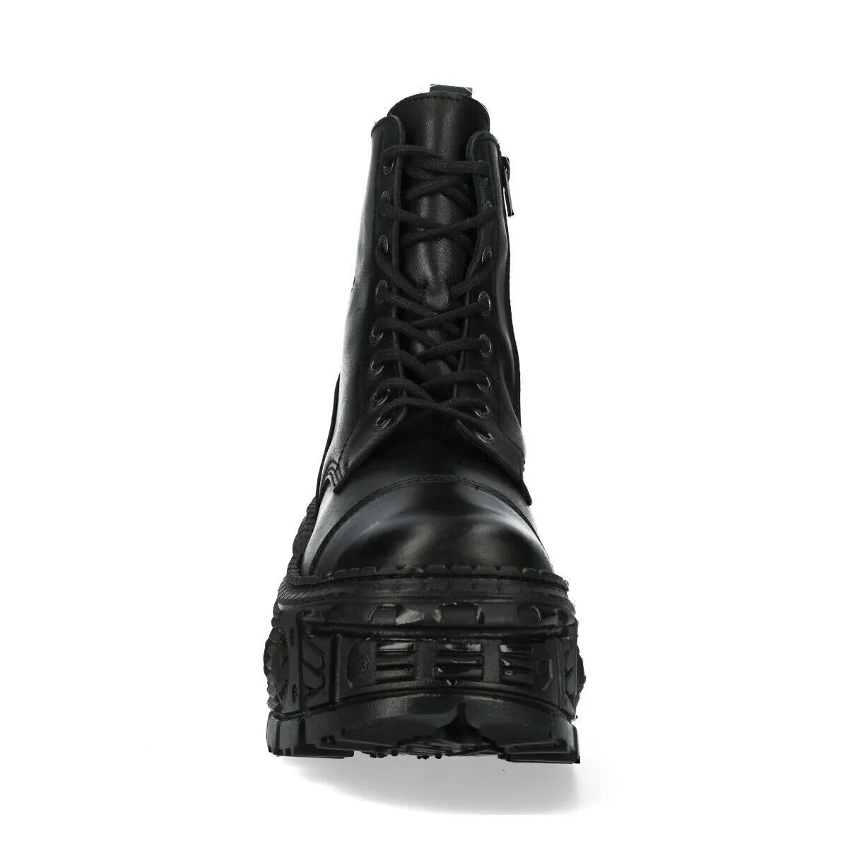 New Rock Black Goth Leather Boots-WALL083C-S5