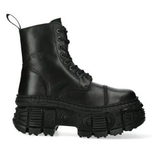 New Rock Black Goth Leather Boots-WALL083C-S5