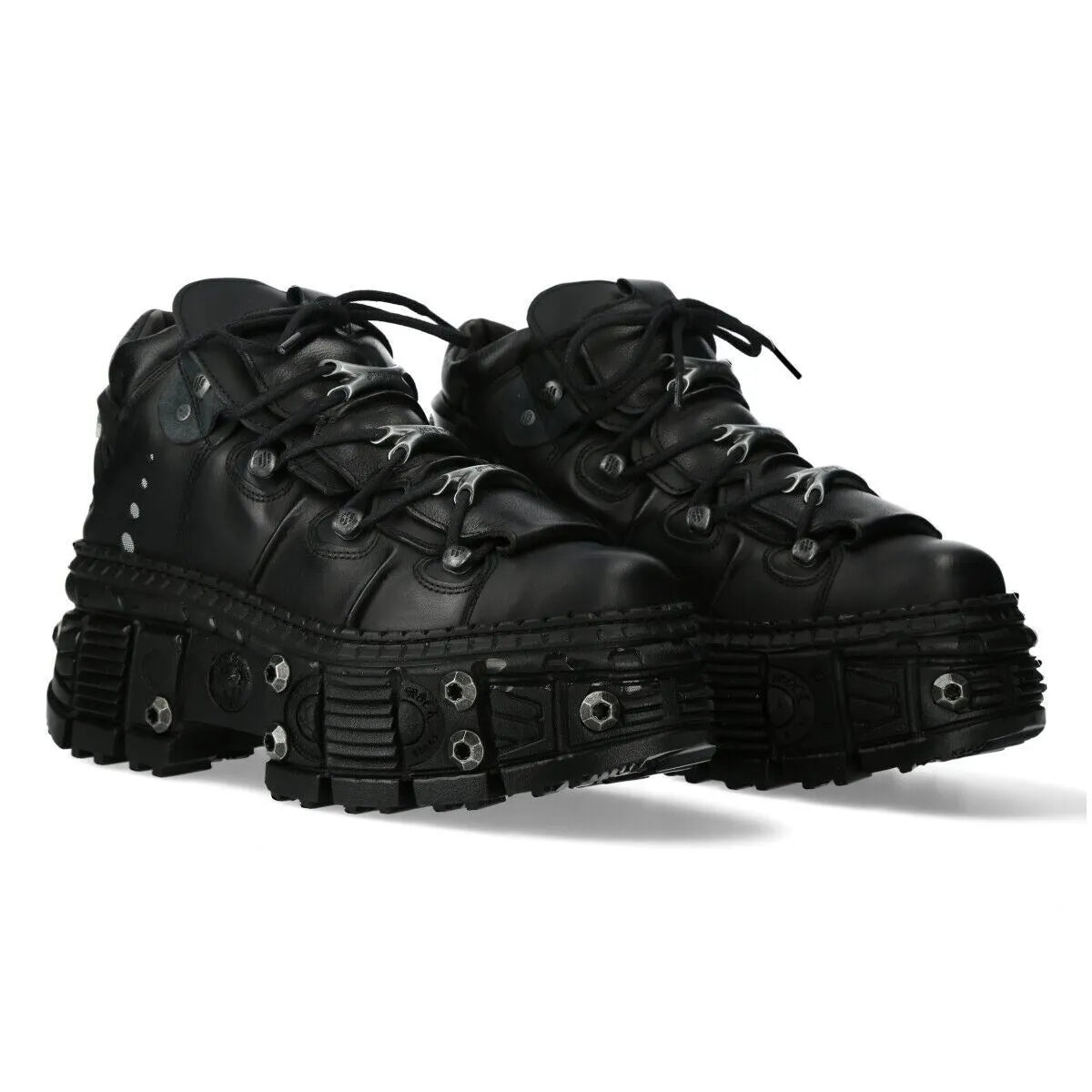 New Rock Goth Leather Ankle Boots-WALL106-S25