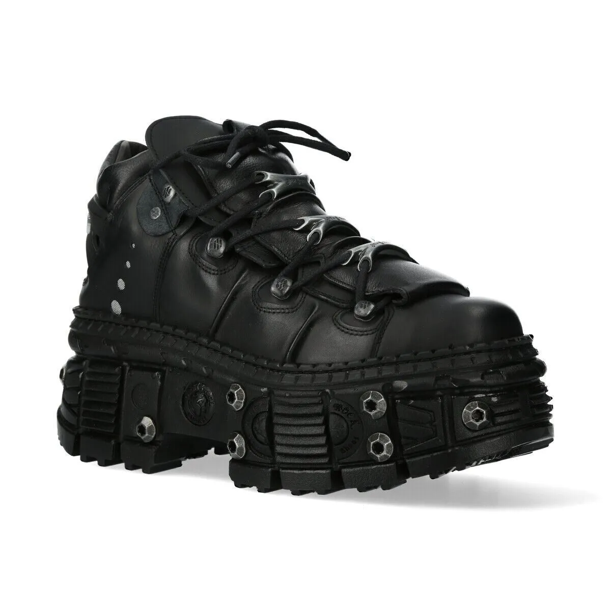 New Rock Goth Leather Ankle Boots-WALL106-S25