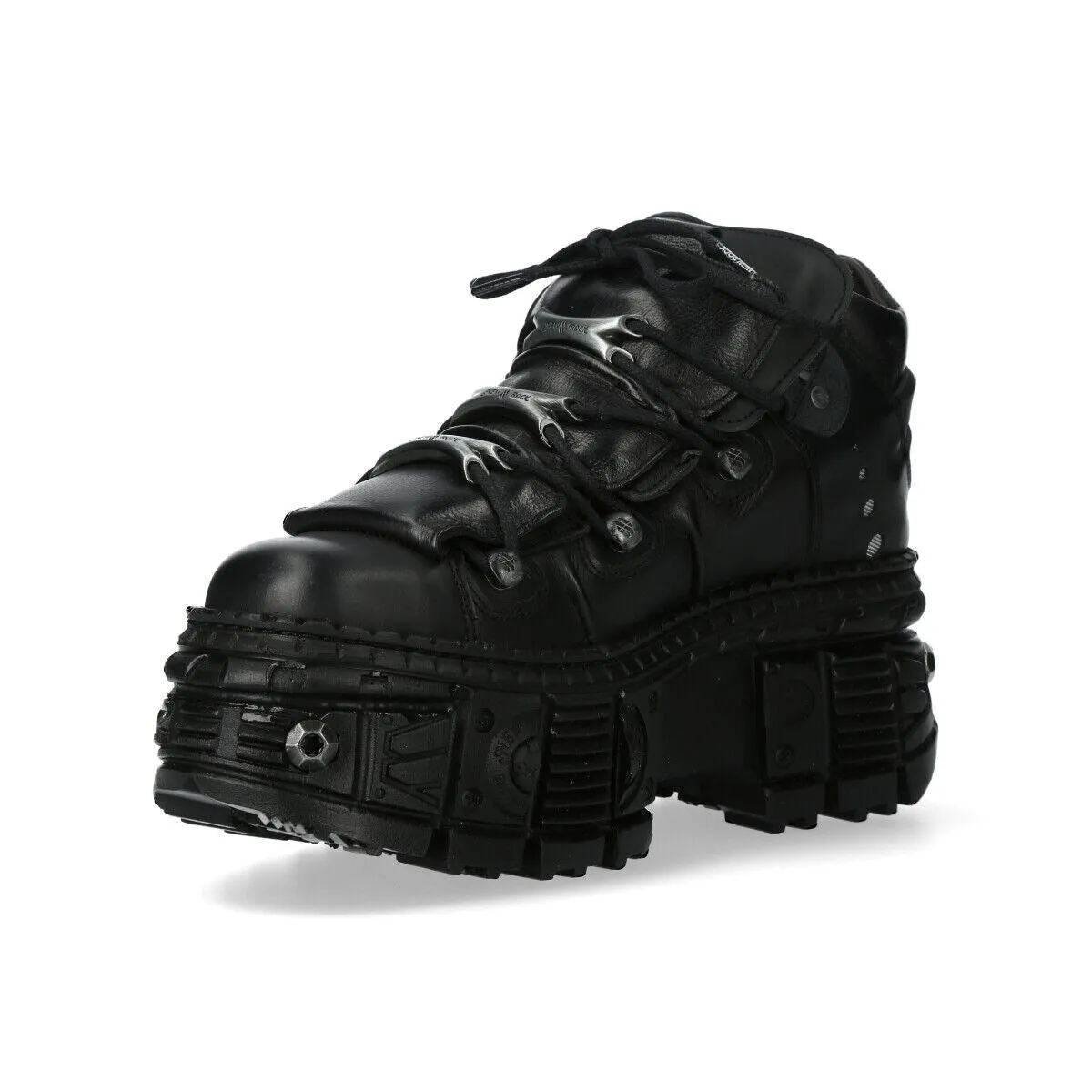New Rock Goth Leather Ankle Boots-WALL106-S25