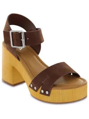 NIRA Womens Faux Leather Ankle strap Block Heel