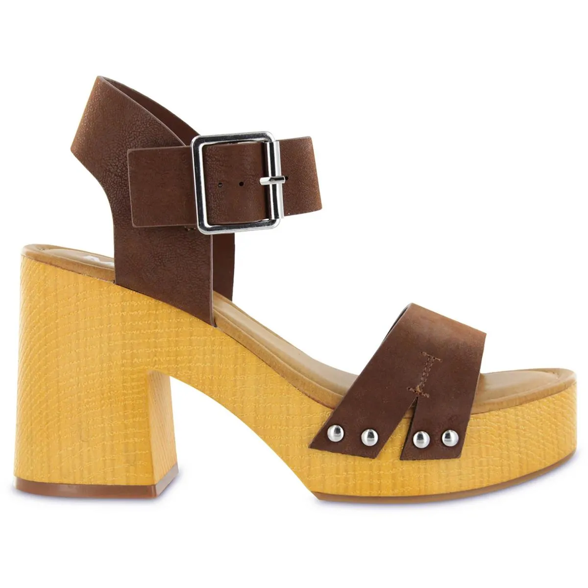 NIRA Womens Faux Leather Ankle strap Block Heel