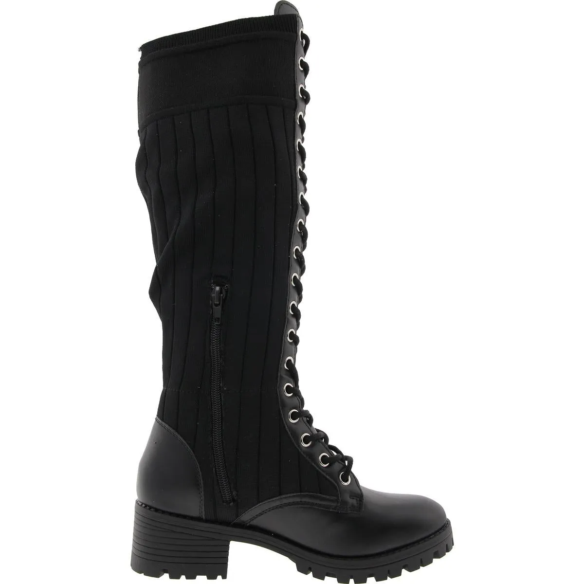 OKtavia Womens Lace-Up Knit Knee-High Boots