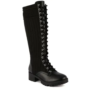 OKtavia Womens Lace-Up Knit Knee-High Boots