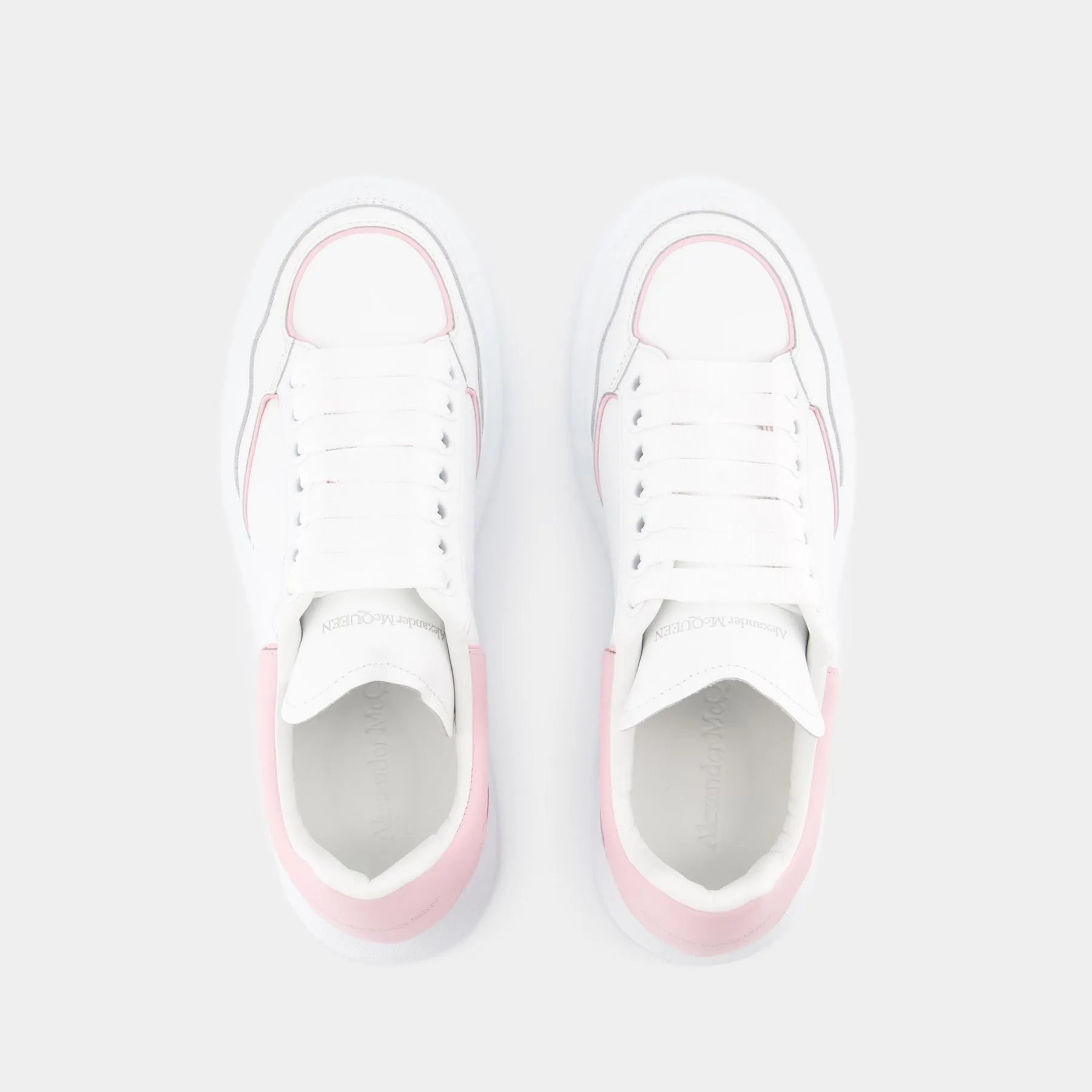 Oversized Hybrid Sneakers - Alexander McQueen - Leather - White/Pink