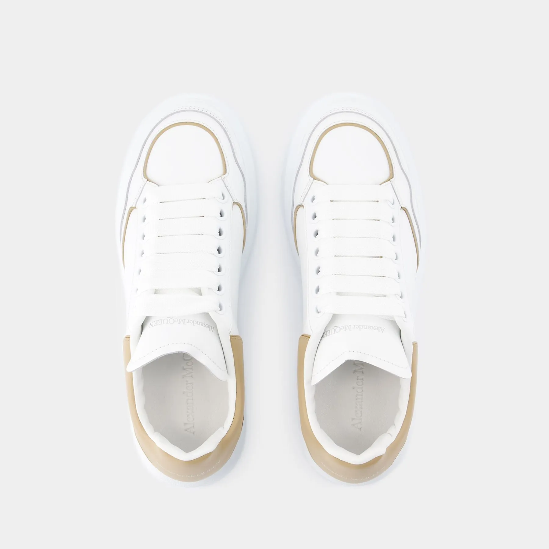 Oversized Sneakers - Alexander McQueen - Leather - White/Camel