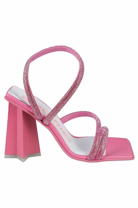 Pink Leather Glitter Sandals