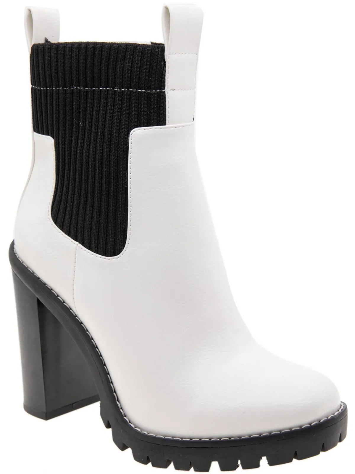 Prali Womens Faux Leather Lugged Sole Chelsea Boots