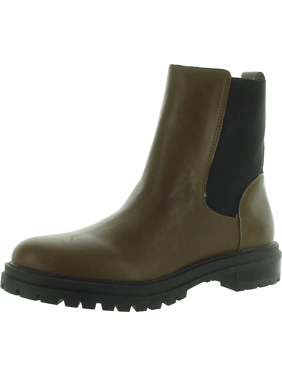 Pull-On Chelsea Lugsole Boots Womens Chelsea boots Leather Mid-Calf Boots