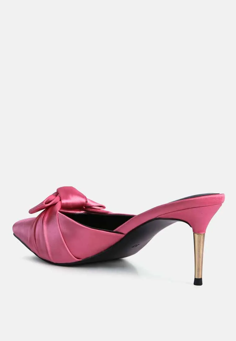 queenie satin knot stiletto mule sandals