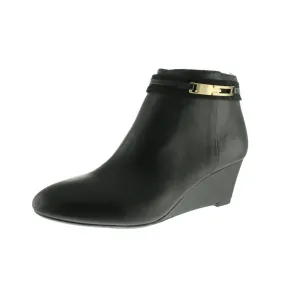 Quimby Womens Leather Wedge Booties