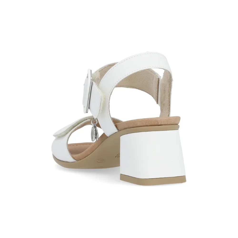 Remonte D1K51 White Leather Heel Sandal (Women's)