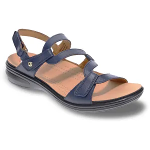 Revere Emerald 3 Strap Blue French Leather Sandal (Women's)