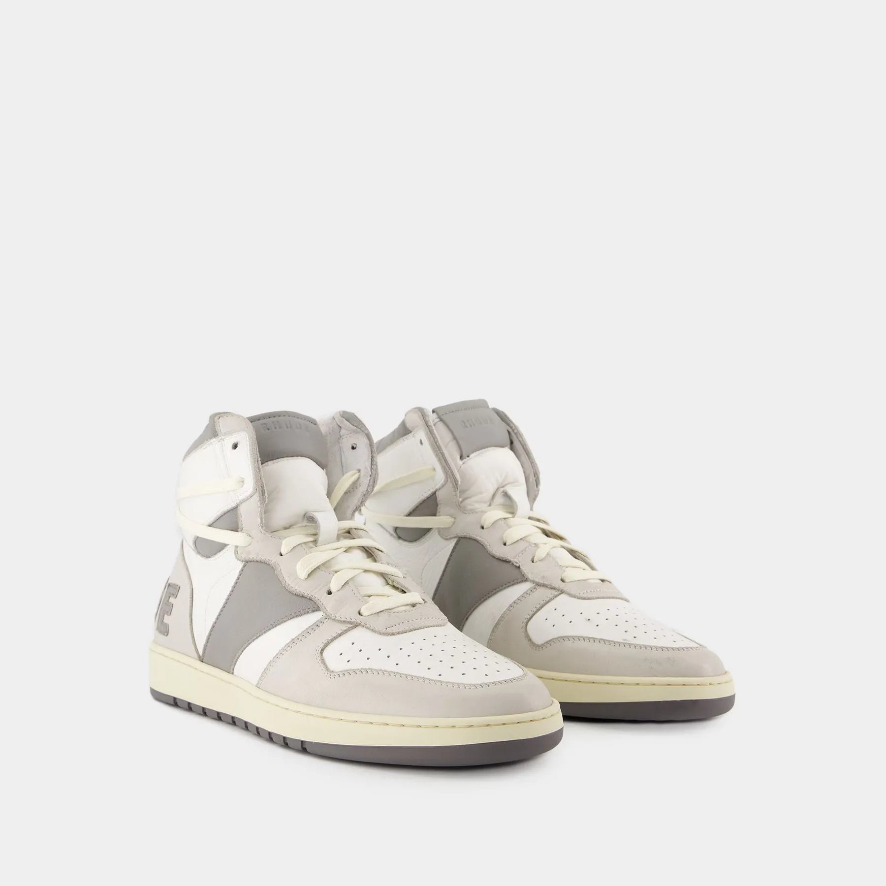 Rhecess Hi Sneakers - Rhude - Leather - White/Grey