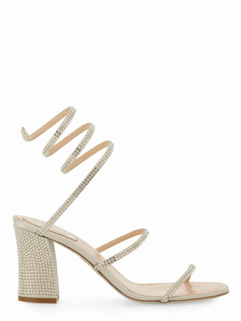 Rhinestone-Embellished Satin Sandals
