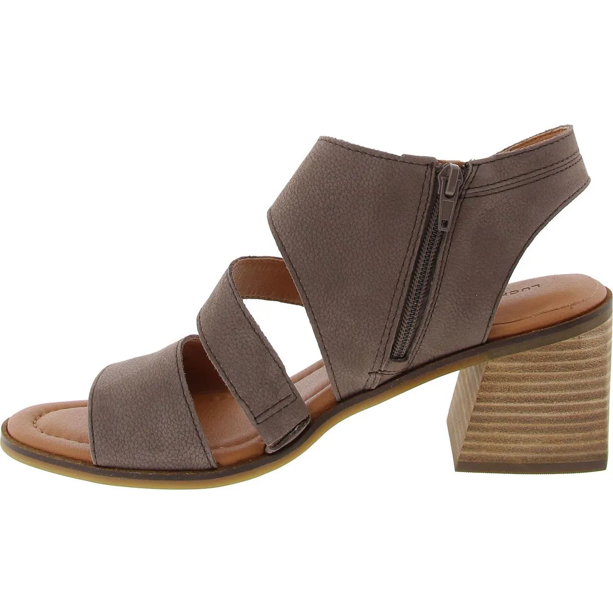 Rhodette Womens Zipper Leather Block Heel