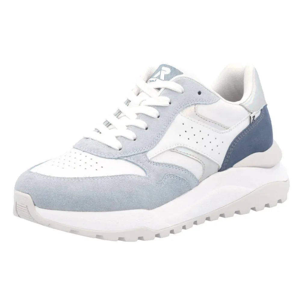 Rieker Akilah 00 Blue/White Leather Sneaker (Women's)