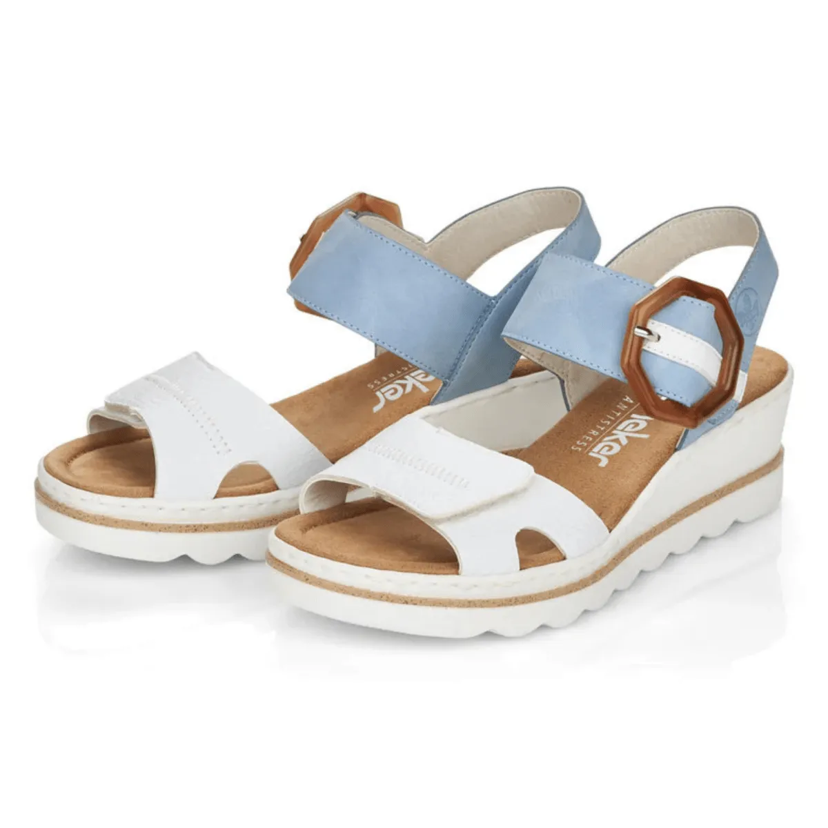 Rieker Women's 67476-10 Rose Blue/White Leather