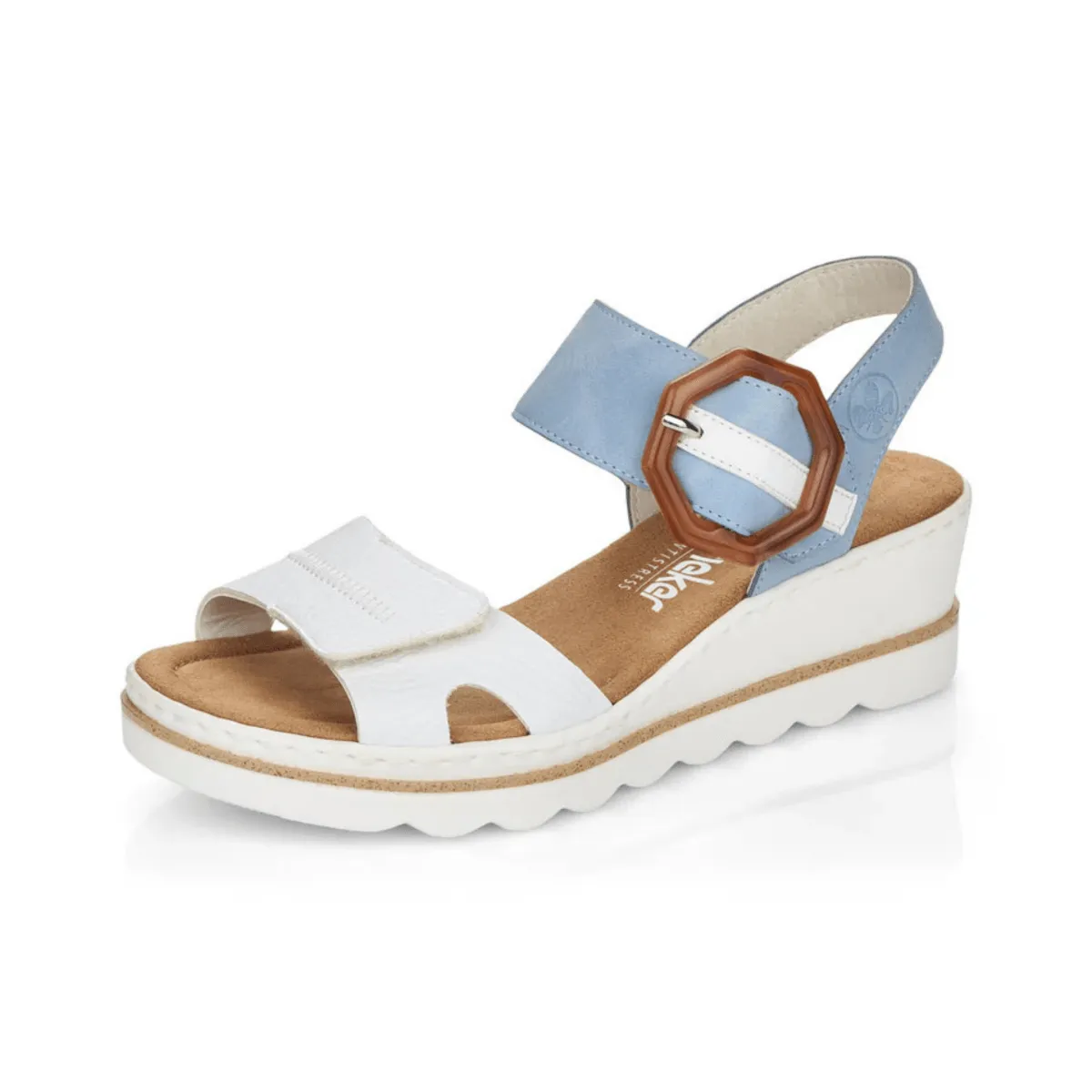 Rieker Women's 67476-10 Rose Blue/White Leather