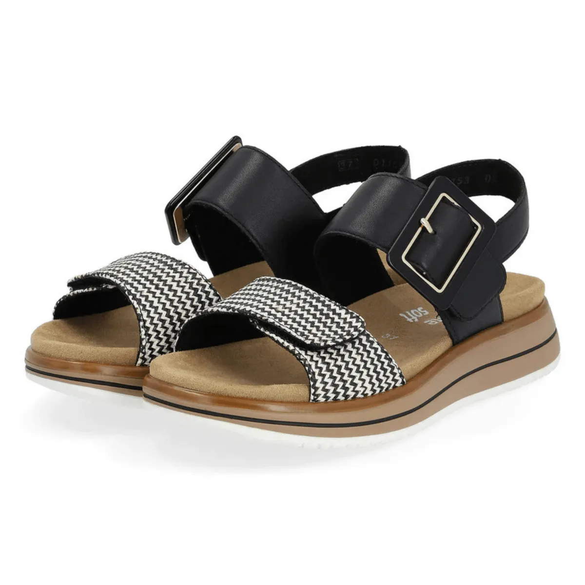 Rieker Women's D1J53-02 Jocelyn Black/Cream Leather