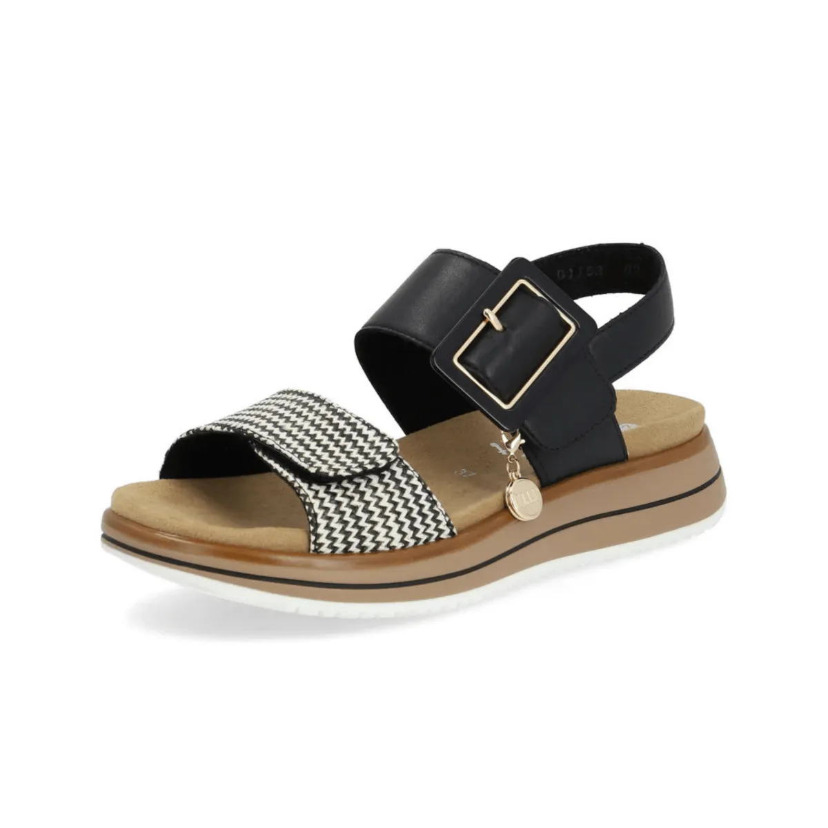 Rieker Women's D1J53-02 Jocelyn Black/Cream Leather
