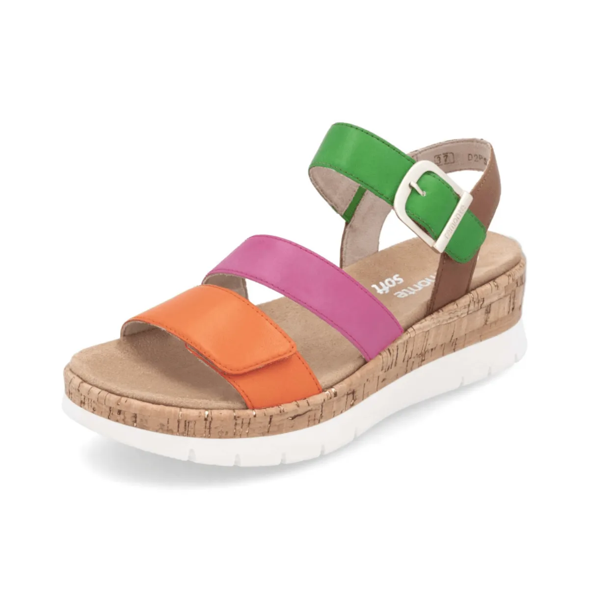 Rieker Women's D2P50-90 Gizela Aperol Orange/Fuchsia/Absynth Green/Nutmeg