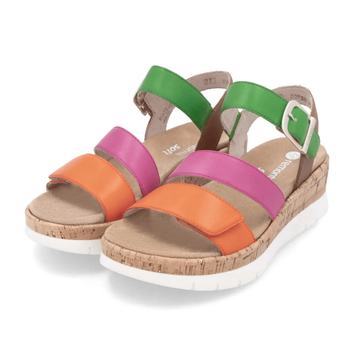 Rieker Women's D2P50-90 Gizela Aperol Orange/Fuchsia/Absynth Green/Nutmeg