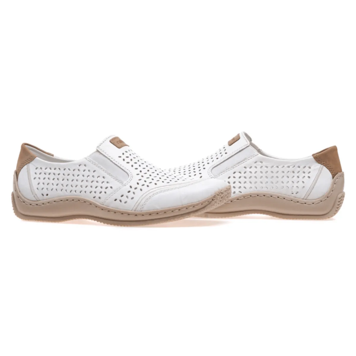 Rieker Women's L1792-80 White/Camel Leather