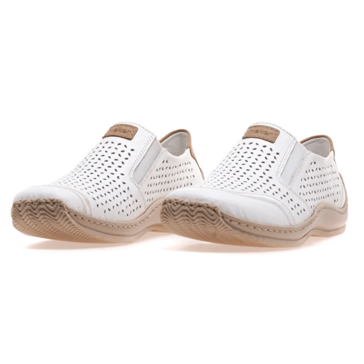 Rieker Women's L1792-80 White/Camel Leather