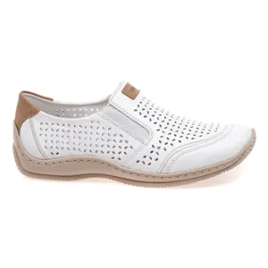 Rieker Women's L1792-80 White/Camel Leather