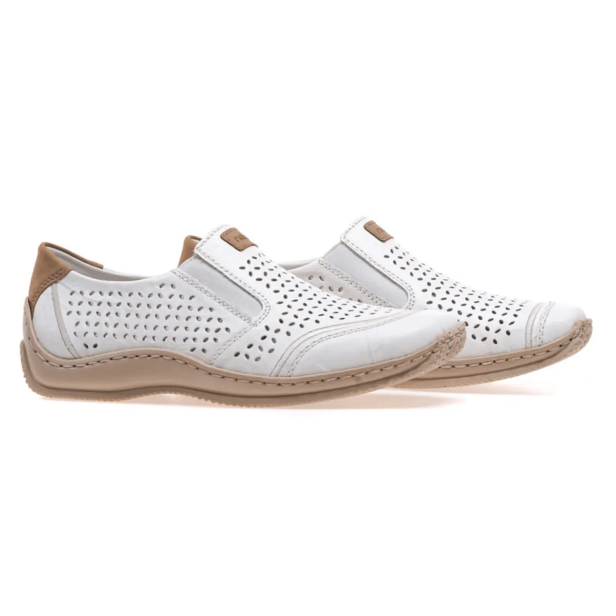 Rieker Women's L1792-80 White/Camel Leather