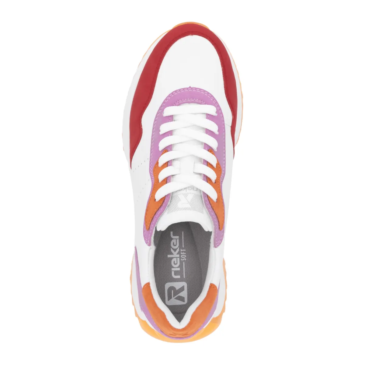 Rieker Women's W1308-80 Dhara Flame/White/Lilac/Pumpkin