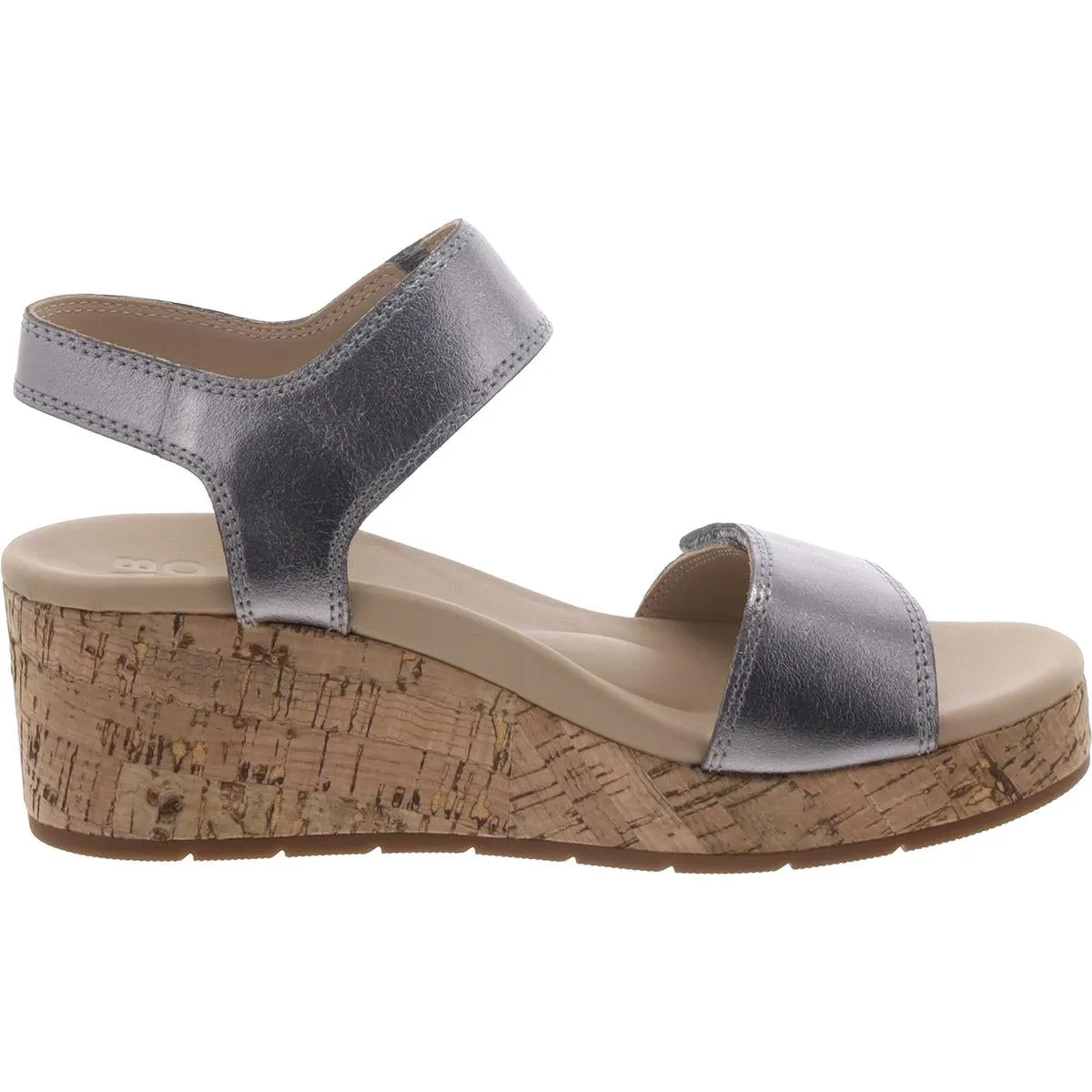 Riviera Womens Leather Cork Wedge Sandals