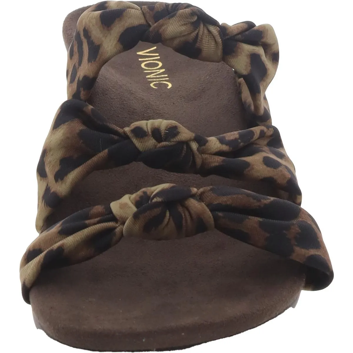 Rizzo Womens Satin Leopard Print Wedge Sandals