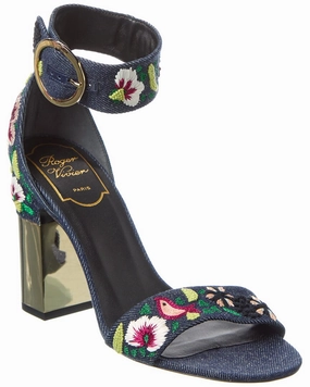 Roger Vivier Podium Denim Sandal