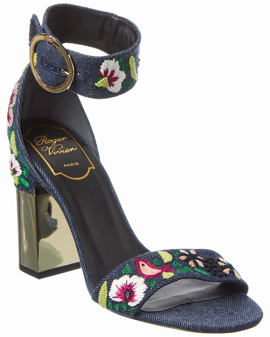 Roger Vivier Podium Denim Sandal