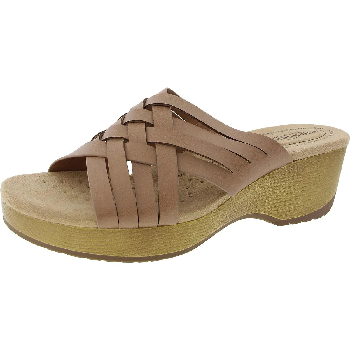 Rosanna Womens Faux Leather Slip Reistant Wedge Sandals
