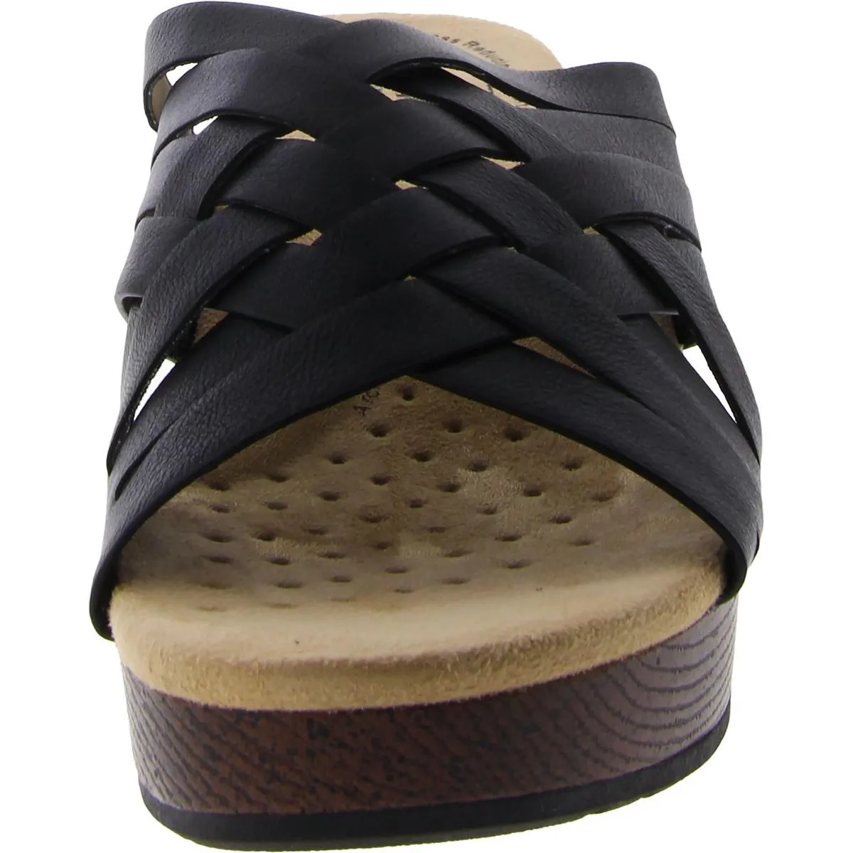 Rosanna Womens Faux Leather Slip Reistant Wedge Sandals