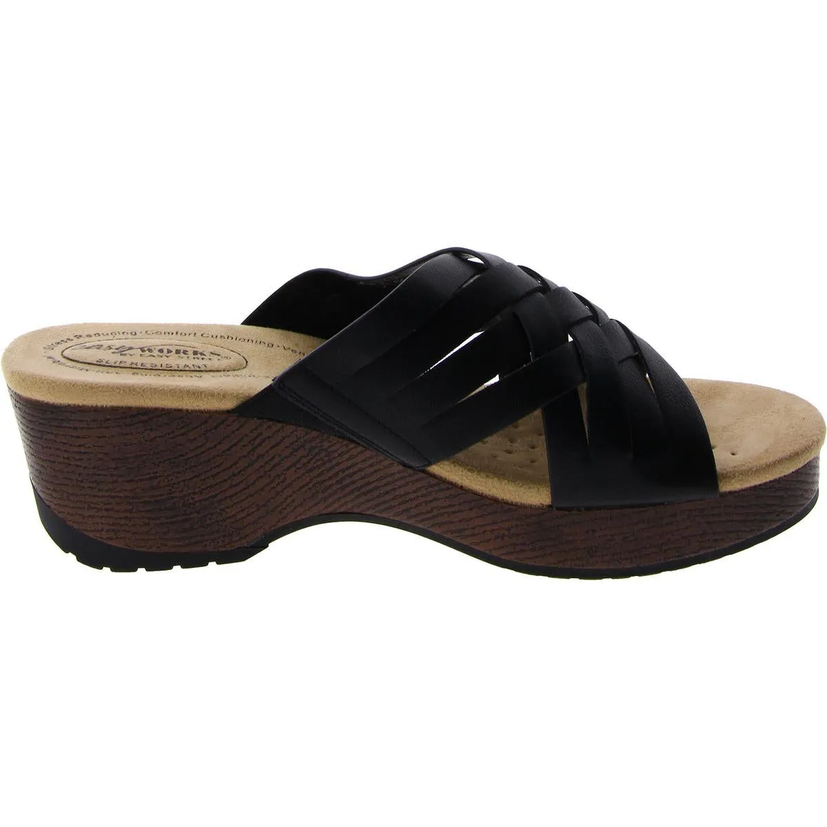 Rosanna Womens Faux Leather Slip Reistant Wedge Sandals