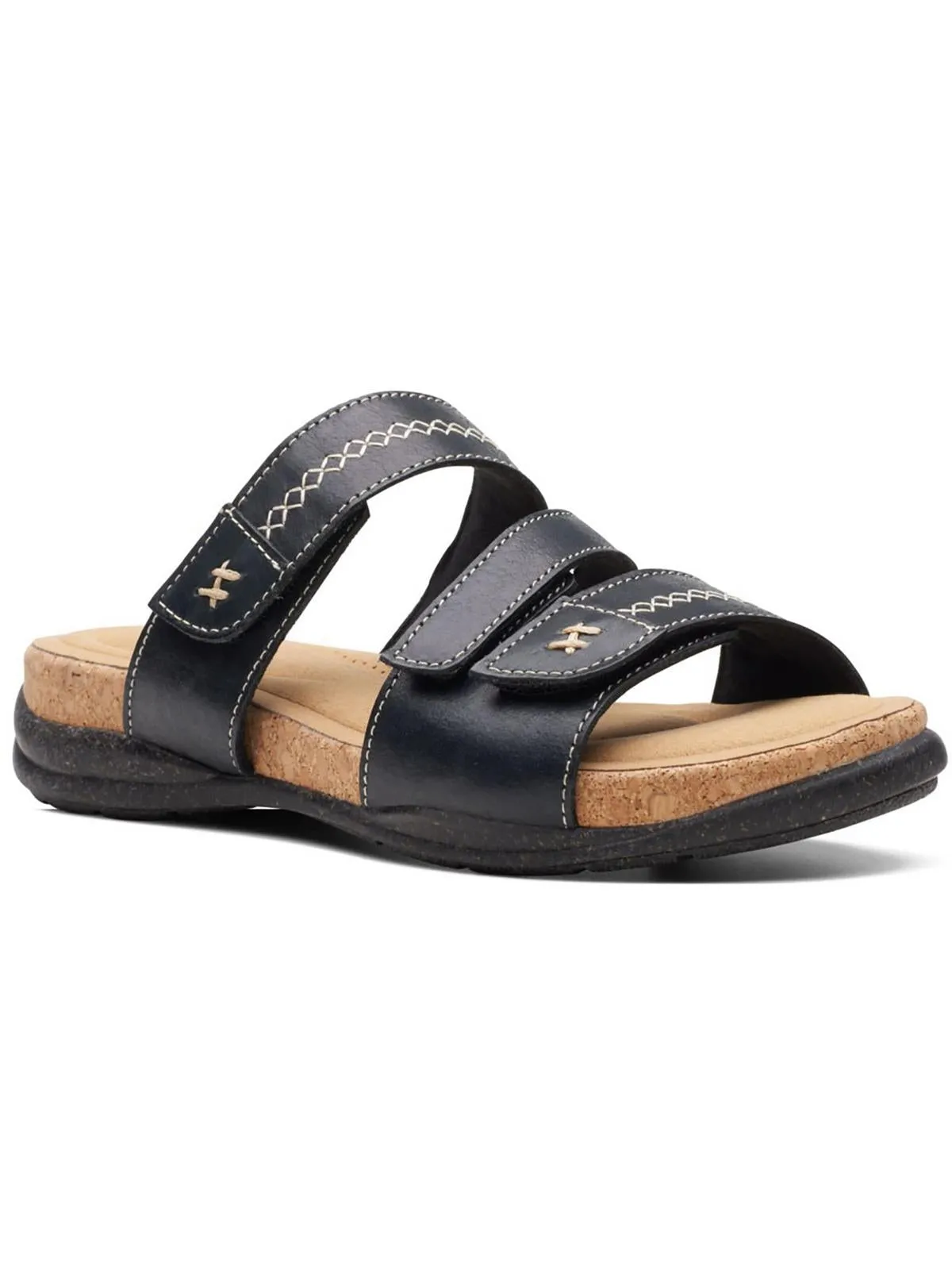 Roseville Bay Womens Leather Slip On Slide Sandals