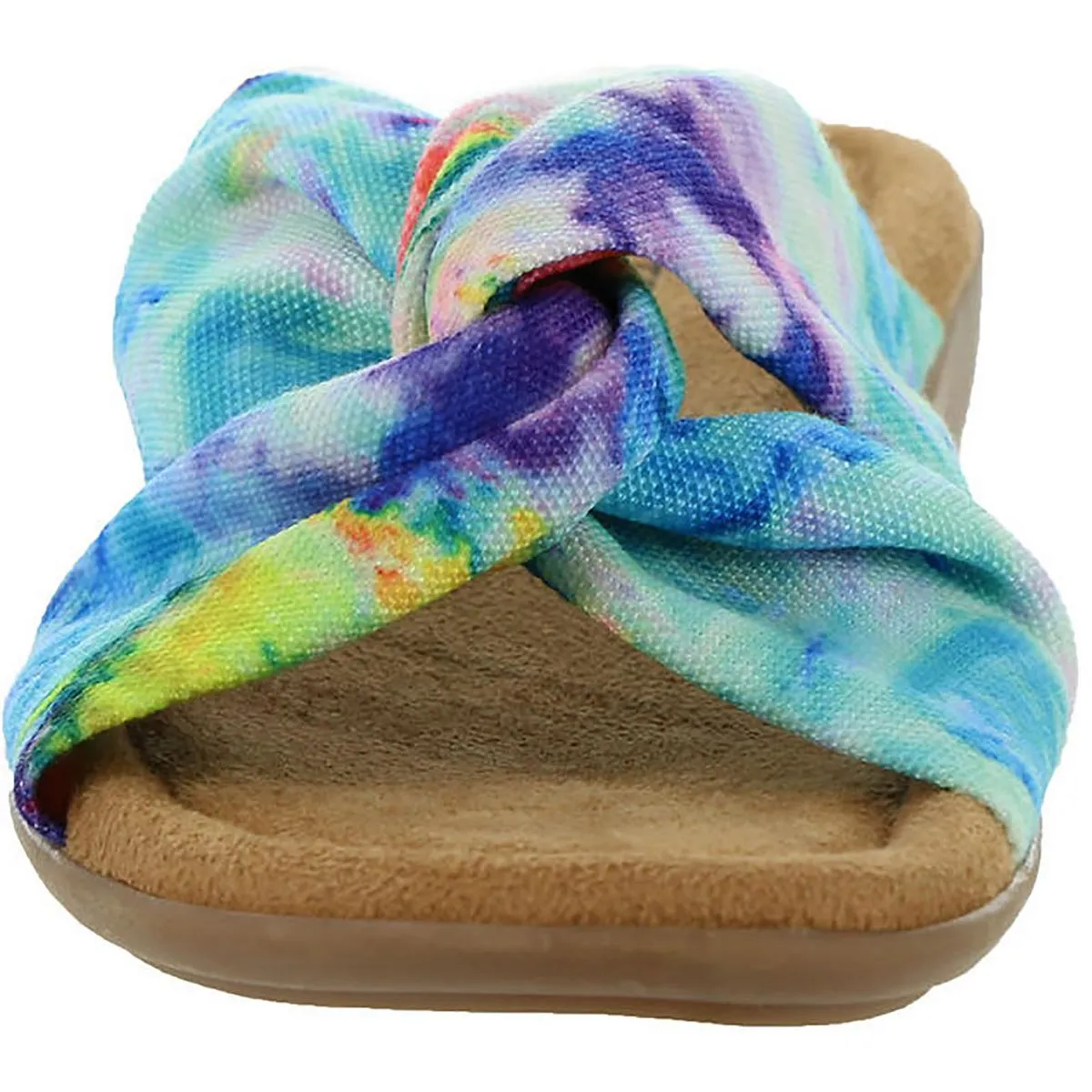 Sarong Womens Tie-Dye Criss-Cross Slide Sandals