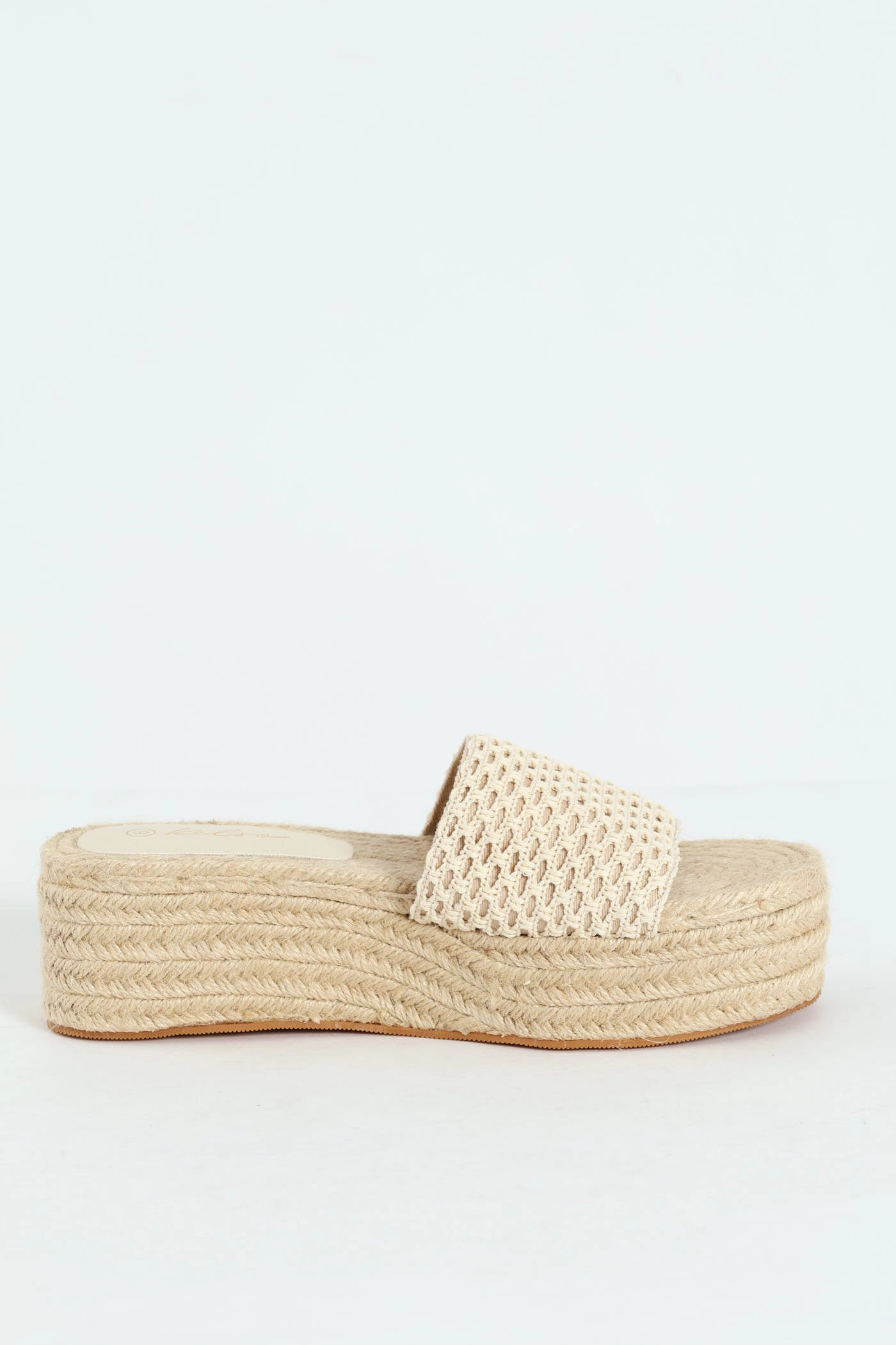 Single Banded Mule Espadrille Flatform Sandal - Natural
