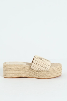 Single Banded Mule Espadrille Flatform Sandal - Natural