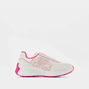 Sneakers in White/Pink Leather